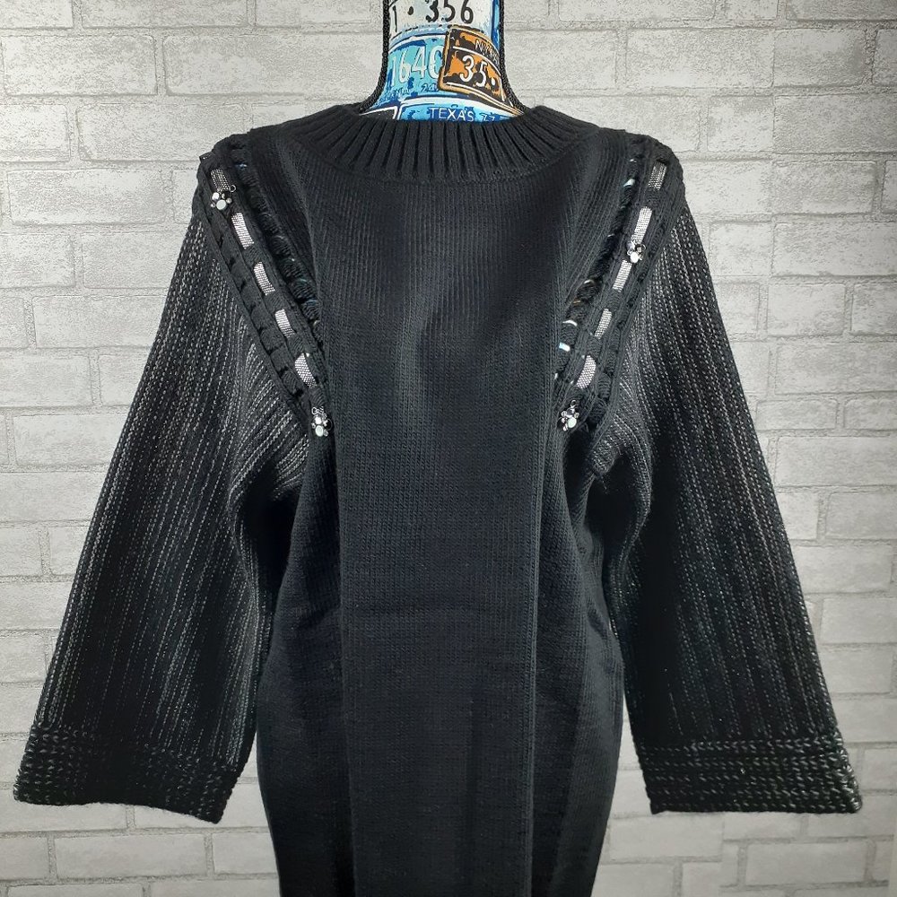 Plus Size Darkwin Black Long Sleevese Sweater